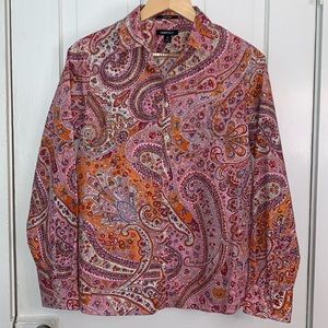 LAND’S END PAISLEY PRINT BUTTON DOWN TOP